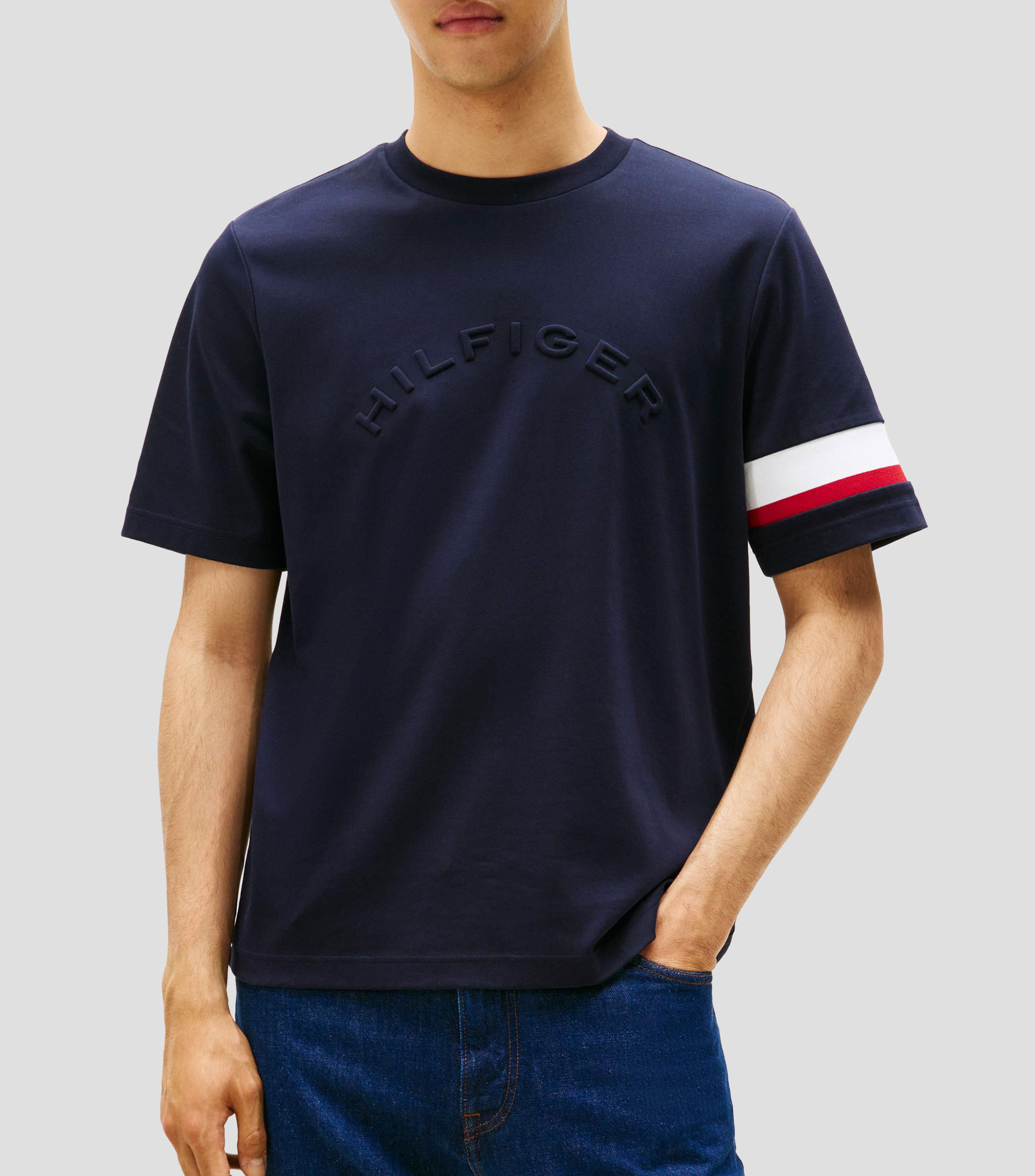 Playera cuello redondo manga corta franjas Hombre